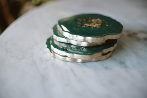 Luxury Resin <b>Coaster</b> Set Artisan Made 4X4 Inches Square <b>Drink</b> <b>Coasters</b> for Home & Restaurant Use Tradebyd - Product Image 5