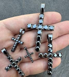 925 <b>sterling</b> <b>Silver</b> Black Moissanite Oxidized Rhodium tennis <b>Cross</b> Women <b>Pendant</b> Customized Jewelry Gift For Her - Product Image 4