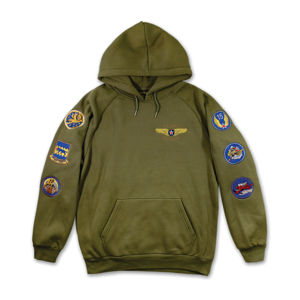 Logotipo personalizado 60% algodón 40% poliéster 350 GSM polar Chenille bordado verde oliva TA Sudadera con capucha - Product Image 1