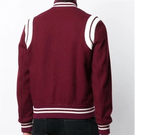 Veste bomber universitaire en toile à col montant avec logo brodé personnalisé OEM Designer, unisexe - Product Image 6