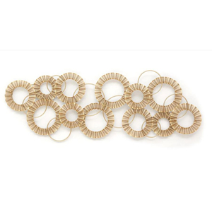 Art mural en cercles métalliques noir or blanc cassé moderne de luxe, cercles géométriques, décoration d'intérieur, accent pour salon, hôtel, prix le plus bas - Product Image 2