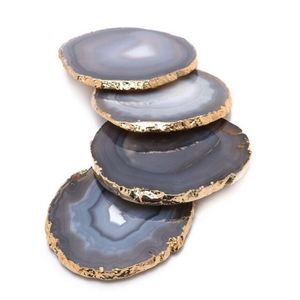 Dessous de verre de tranche d'agate violette bords dorés conception de guérison caboteur en pierre décor à la maison cristal tasse à thé plateau décoratif sous-verre de pierres précieuses - Product Image 3