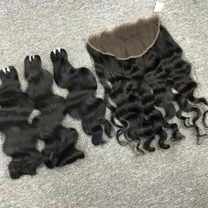 Vente en gros Perruque frontale en dentelle vague naturelle couleur naturelle 13x6 Extensions de cheveux humains non traités d'usine - Product Image 4