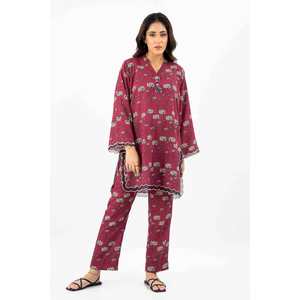 Ensemble de costume Karandi rose non cousu pour femmes, 2 pièces, imprimé pour un style tendance - Product Image 2