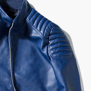 Chaqueta de cuero genuino para hombre, piel de vaca, motorista, estilo de motocicleta, ropa de calle informal cálida para invierno, prendas de vestir exteriores de moda, logotipo personalizado, venta al por mayor - Product Image 4