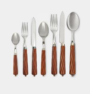 Couverts à manche en résine orange avec tête finie en argent Couverts de qualité supérieure idéaux pour les fêtes à la maison et les hôtels - Product Image 5