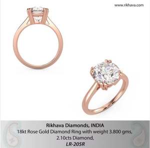 แหวนเพชรสีโรสโกลด์18kt มีประสิทธิภาพมากที่สุดเครื่องประดับหรูหราและหรูหราสำหรับสุภาพสตรีโดยผู้ผลิต - Product Image 3