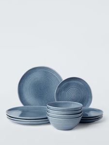 Service d'assiettes en céramique bleu roi, finition émail réactif, bord épais, choix durable pour les espaces repas modernes - Product Image 6