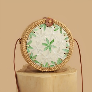 Ross-bandolera de mimbre natural para mujer, bolso de mano con perlas - Product Image 5