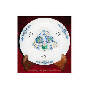 Plaque de sculpture d'incrustation de marbre blanc la plus populaire avec le meilleur design floral en forme arrondie pour la décoration de la maison et de l'hôtel - Product Image 6