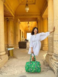 Bolso de Mano Tipo Tote Acolchado de Algodón |   Bolsa de Viaje de Lujo, Deportiva, Ecológica, Duradera, de Gran Capacidad, para Yoga, Playa, Fin de Semana |   Boho - Product Image 4