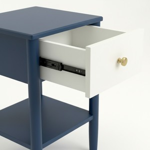 Table basse rectangulaire PKP moderne pour salon, en bois d'hévéa durable, placage MDF et frêne, garantie 1 an, BLEU MARINE - Product Image 5