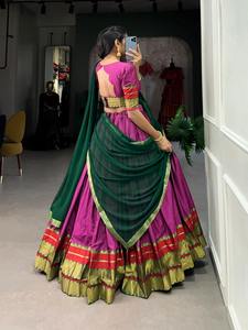 Diseñador recién llegado Festival Wear Poly Cotton Half Saree Lehenga Georgette Dupatta Zari Weaving Work Indian Outfit para la venta - Product Image 5