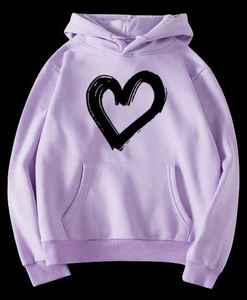 Sweat à capuche 100% coton pour hommes, rouge avec coeur noir imprimé, sweat-shirt polaire personnalisé à la mode pour l'hiver Taille XS - Product Image 5