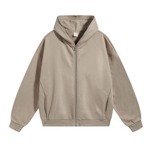 Sudadera con capucha y cremallera para hombre de tendencia a la moda más terciopelo 430 Gsm peso pesado hombro caído cremallera completa Sudadera con capucha bordado personalizado - Product Image 2