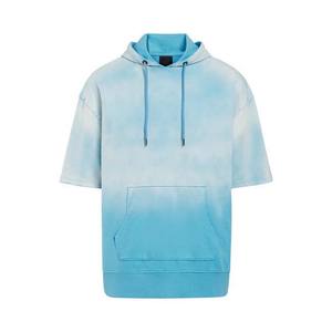 OEM hommes sweats à capuche chemises de haute qualité 100% coton à manches courtes imprimé personnalisé cravate teinture pull avec poche hommes sweats à capuche basiques - Product Image 2