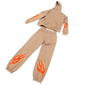 ชุดเซ็ตเสื้อฮู้ดดี้และกางเกงสเวตแพนท์ทรงโอเวอร์ไซส์ ยูนิเซ็กซ์ ระบายอากาศ แห้งเร็ว ผ้าฝ้าย 100% สไตล์ลำลอง ไซส์พลัส ลายพิมพ์เรียบๆ ชุดแทรคสูท สตรีทแวร์ - Product Image 5