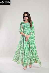 Indian Ready Made Heavy Georgette Kurtis con tallas grandes para mujeres paquistaníes Wear Indian Casual and Festival Wear Maxi Gowns - Product Image 2