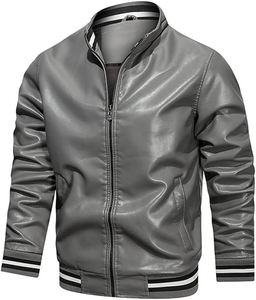Best Leather Jackets Gentleman <b>Mens</b> Warm Zipper <b>Cardigan</b> <b>Pocket</b> Stand up Collar Slim Fit Pu leather <b>men</b> Jacket - Product Image 6