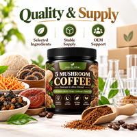 Mélange de café instantané aux 5 champignons (Crinière de lion, Reishi, Chaga, Cordyceps, Queue de dinde) en poudre, Marque privée OEM