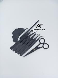 Pince à épiler pour extension de cils Full Black Diamond Grip Pointe pointue avec poignée miroir Ciseaux à cuticules et embouts en fibre à prise lâche - Product Image 6