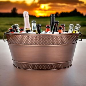 Hielera Vintage para Bebidas, Cubitera de Metal Rústica, Hielera para Fiestas al Aire Libre, Hielera para Bodas, Cubitera para Bar en Casa - Product Image 3