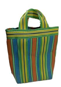 Bolsas de compras hechas a mano tejidas de plástico a rayas tejidas de nailon reciclado y PP hechas en la India bolsas de mercado ecológicas bolsas al por mayor - Product Image 3