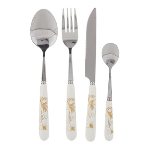 Vente en gros d'artisanat indien finition argentée Fabricant d'argenterie Couverts en acier inoxydable Poignée verte pour table à manger - Product Image 6