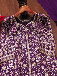 Image parfaite couleur pourpre élégant Style traditionnel Sharara costume meilleure qualité pour Festival ethnique fête mariage tenue de mariée - Product Image 5