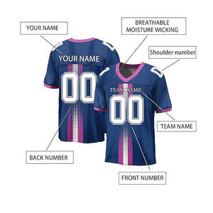 Uniforme de fútbol americano con diseño personalizado al por mayor, 100% poliéster, ropa deportiva para hombre, camiseta de fútbol americano de tamaño personalizado - Product Image 3