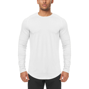 T-shirt à manches longues en coton personnalisé pour homme, uni, coupe ajustée, fabriqué par Fitness Concepts - Product Image 3