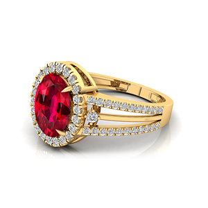 IGI chứng nhận phòng thí nghiệm phát triển <span class=keywords><strong>Ruby</strong></span> kim cương tự nhiên rắn vàng prong Set Rhodium mạ Nhẫn cưới sang trọng cho phụ nữ Birthstone Đảng - Product Image 6