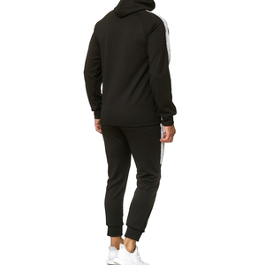 High Quality Customized Men's Tracksuit Full Zipper SweatSuit Outerwear with Drawstring Hood and Stacked Sweatpants - Product Image 4