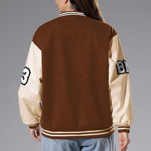 OEM Manufacturer Chenille Embroidery Leather Print Streetwear Baseball Custom Logo Women <b>Quilted</b> Breathable Wool Varsity Jacket - Product Image 2