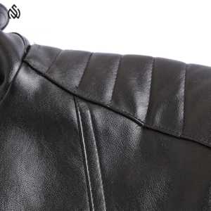 Elegante chaqueta de cuero original para hombre recortada con cremallera bolsillos delanteros chaqueta de invierno de cuero - Product Image 3