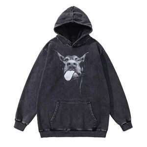 Sweat-shirt à capuche oversize vintage pour homme, effet délavé, imprimé graphique, style streetwear, 100% coton, respirant, écologique - Product Image 2