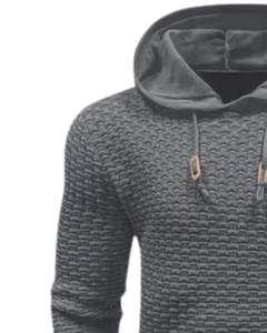 Sweat-shirt à capuche personnalisé pour homme, gris anthracite texturé, manches longues, décontracté, hiver, avec cordon de serrage et poignets côtelés - Product Image 3