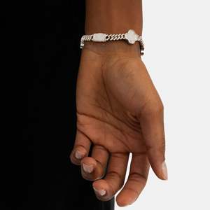 Hip Hop Iced Out 14MM Moissanite <b>Clover</b> Prong Cuban <b>Bracelet</b> For Women 14 Karat White Gold Plated <b>Clover</b> Cuban <b>Bracelet</b> - Product Image 2