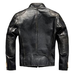 Chaqueta de cuero retro de primavera para hombre, estilo punk, de talla grande 5XL, piel de caballo natural, abrigo corto de cuero genuino ajustado - Product Image 2