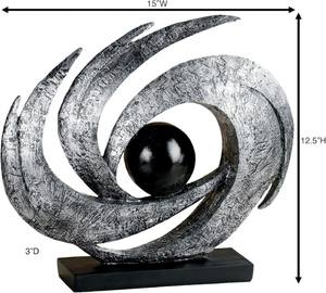 Aluminium Antique Silver Table <b>Sculpture</b> <b>Art</b> Decor Modern Abstract Swirling Design Center Resin Home modern polished <b>sculpture</b> - Product Image 3