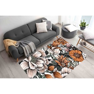 Tapis imprimé aux couleurs dégradées : motif de fleurs botaniques modernes pour la décoration de la maison, tapis en velours - Product Image 3