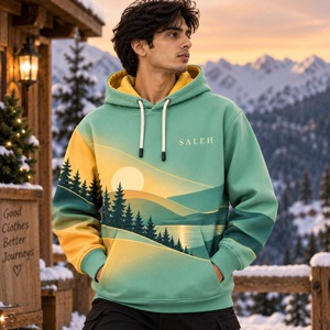 <b>Christmas</b> Inspired Custom Embroidered Printed 100% Cotton Fleece Hoodies Winter Pullover <b>Sweatshirt</b> Unisex OEM Wholesale - Product Image 6