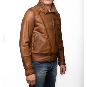 แจ็กเก็ตหนังขี่มอเตอร์ไซค์สำหรับผู้ชาย, เสื้อแจ็คเก็ตหนังขี่มอเตอร์ไซค์หนังแกะแท้สไตล์วินเทจเสื้อแจ็คเก็ตขี่มอเตอร์ไซค์ - Product Image 5