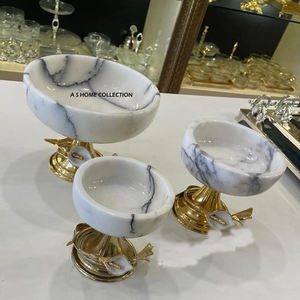 Plateau en marbre blanc support en aluminium doré bol à noix sèches Calla Lily Design vente chaude et bol de haute qualité paires de 3 - Product Image 1