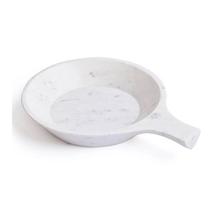 Bol de service en marbre blanc très demandé, au design artisanal unique, idéal pour la salle à manger à domicile et les hôtels – Prix usine en gros pour l'Inde - Product Image 1