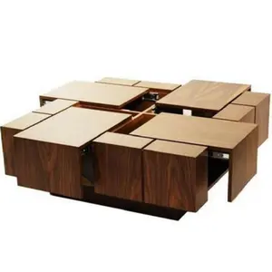 Centre Coffee Table Mdf Wood With 4 Drawers 100*100*40 Cm 0 42 M3/60 Kg