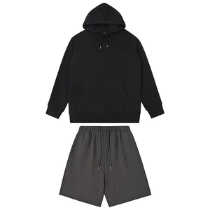 Conjunto de 2 Piezas de Algodón Grueso de Primera Calidad para Hombre, Sudadera y Pantalones Cortos Deportivos Unisex, Conjunto de Sudadera con Capucha y Pantalones Cortos Personalizados para Hombre - Product Image 5