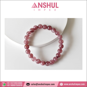 Authentic Quality Pink Color Healing 7.5in Tourmaline Round Gemstone Hand <b>Beaded</b> <b>Bracelet</b> - Product Image 3
