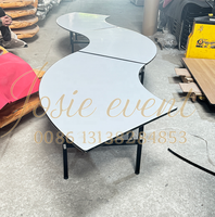Table ronde pliante en PVC pour enfants, avec plateau en bois stratifié, idéale pour les banquets, mariages et événements