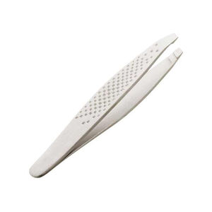 Pinzas para Cejas de Alta Calidad, Color Plateado, Acero Inoxidable Alemán, Punta Inclinada, 3.75 Pulgadas - Product Image 1